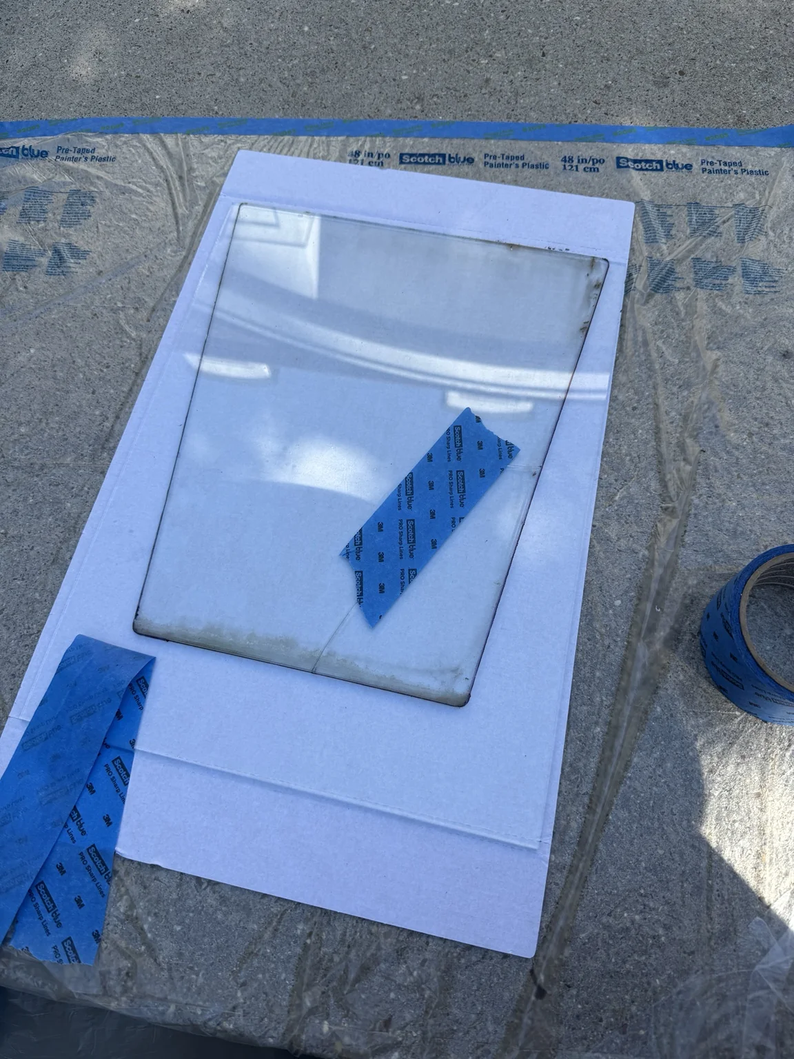Glass panel template prepared for custom fabrication